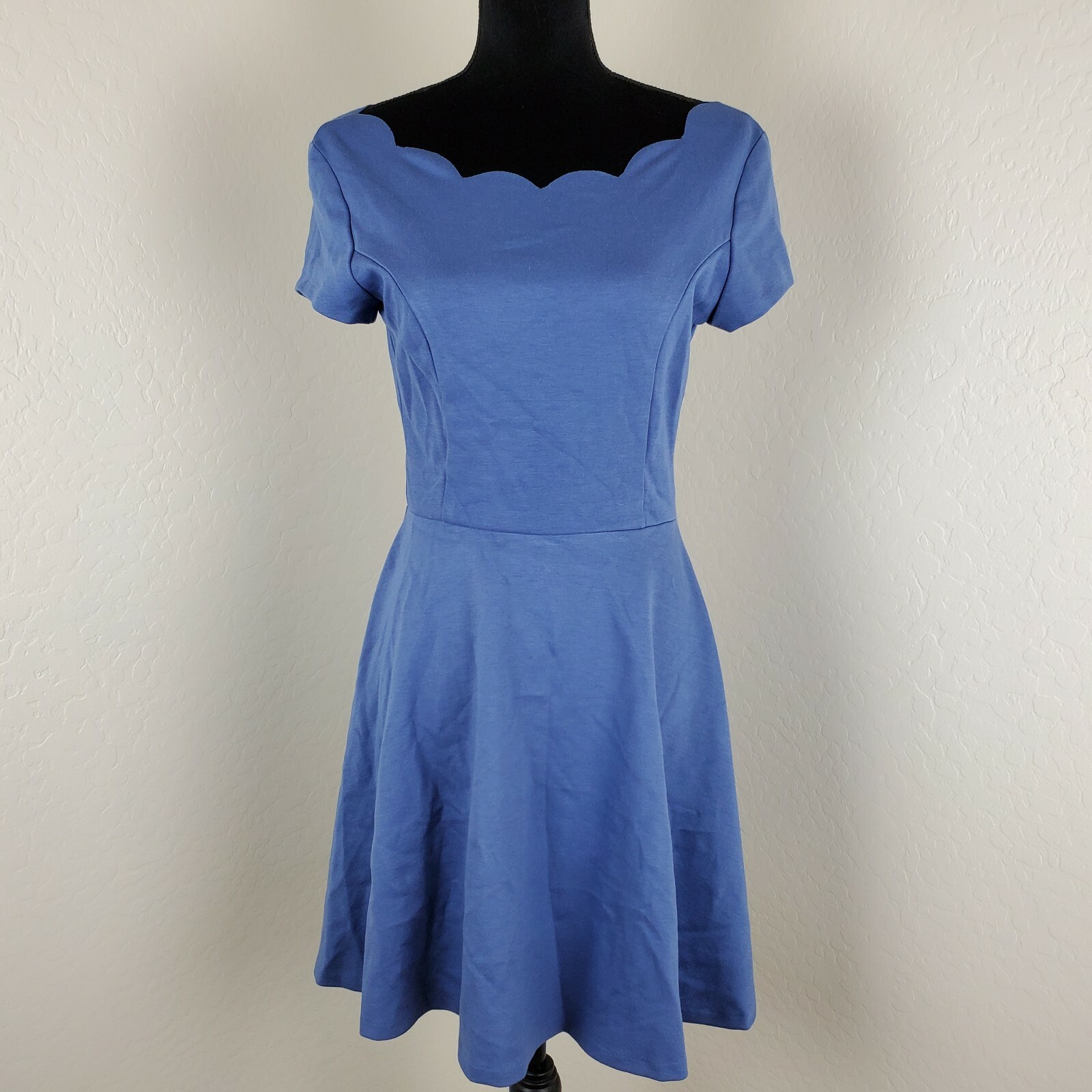 Love…Ady Womens Cap Sleeve Scallop Trim Fit & Flare Dress Choose Size M, L