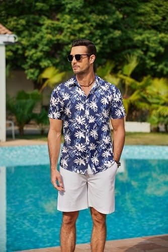 Coofandy Mens Hawaiian Shirts Short Sleeve Button Down Aloha Shirt Casual Beach
