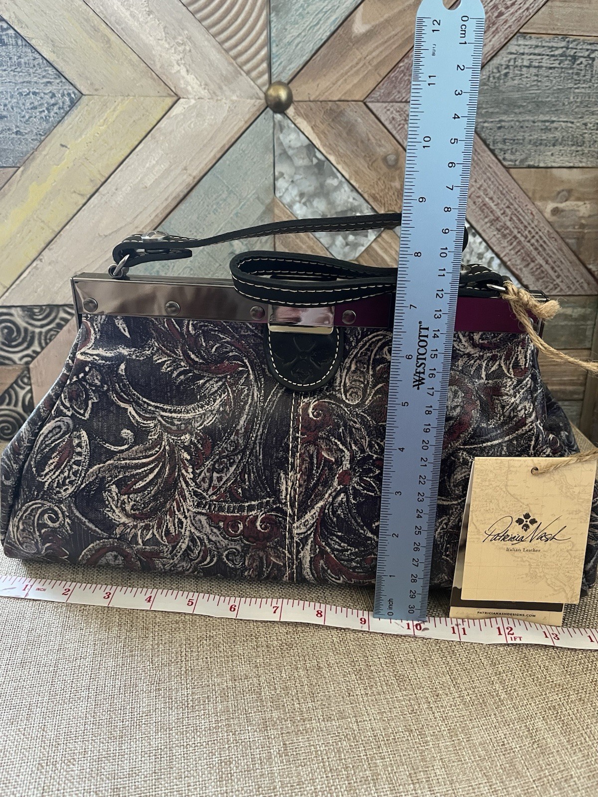 Patricia Nash Heritage Paisley Frame Clutch Wristlet Push Lock Dust Bag
