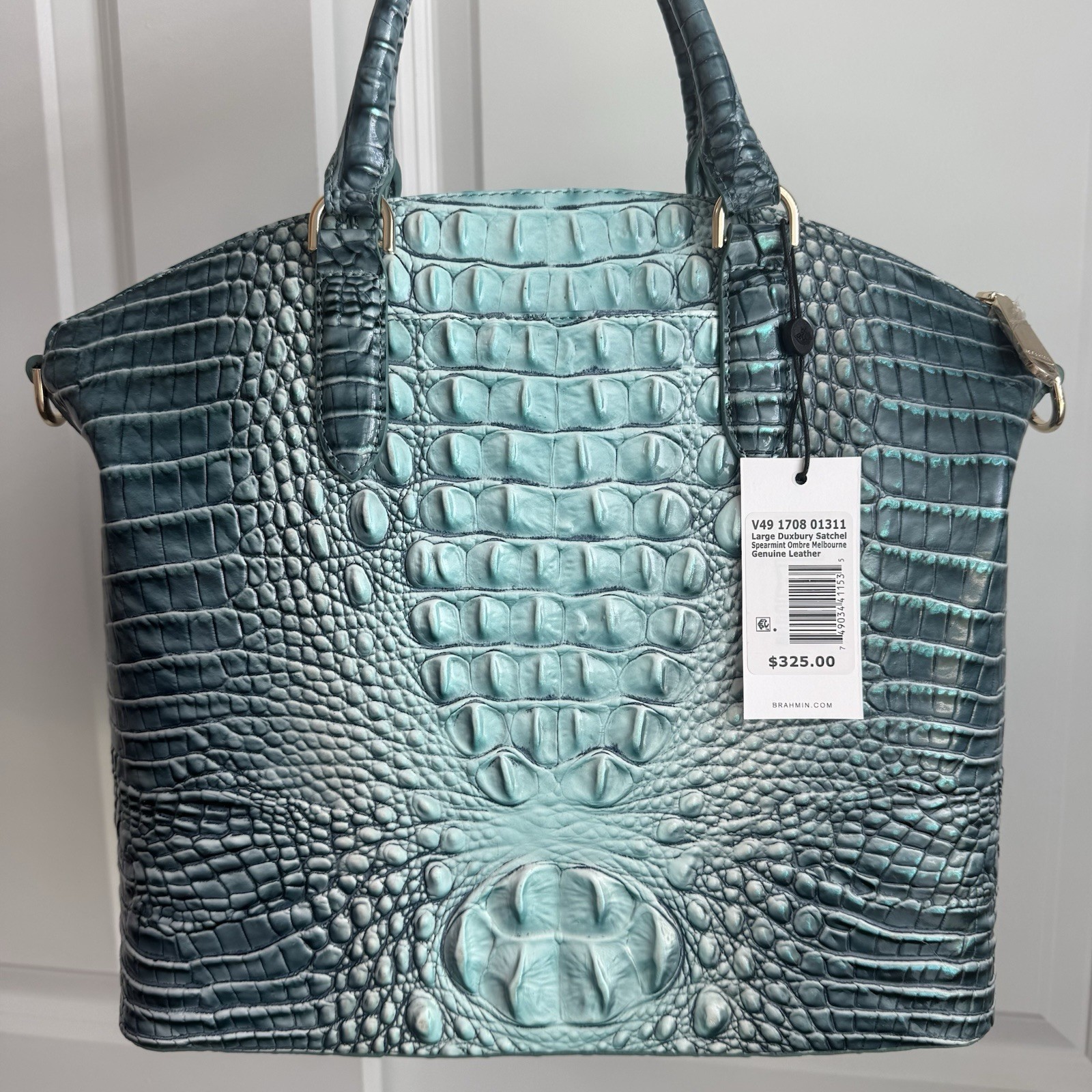 Brahmin Large Duxbury Satchel Spearmint Ombre Melbourne Leather