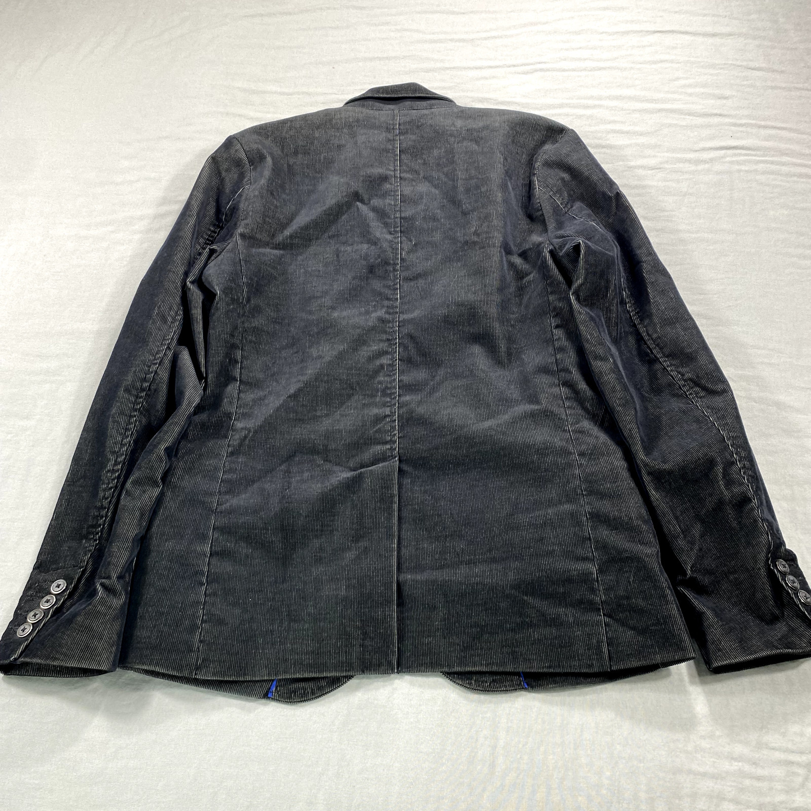 Kenneth Cole Reaction Mens 40 Small Black Corduroy Zipper Sport Coat Jacket