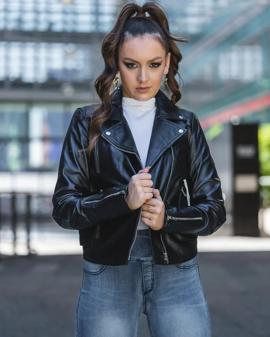 Premium Handmade Black Genuine Leather Jacket Women’s Apparel XS to 2XL