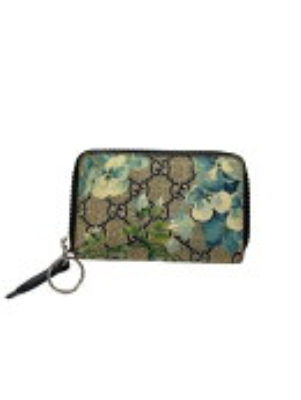 GUCCI GG Blooms Coin Case Purse Wallet Floral Blue 410220 No Box Used