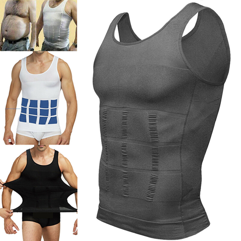 Mens Slim Body Compression Tummy Shaper Belly Shapewear Waist Girdle Shirt Vest
