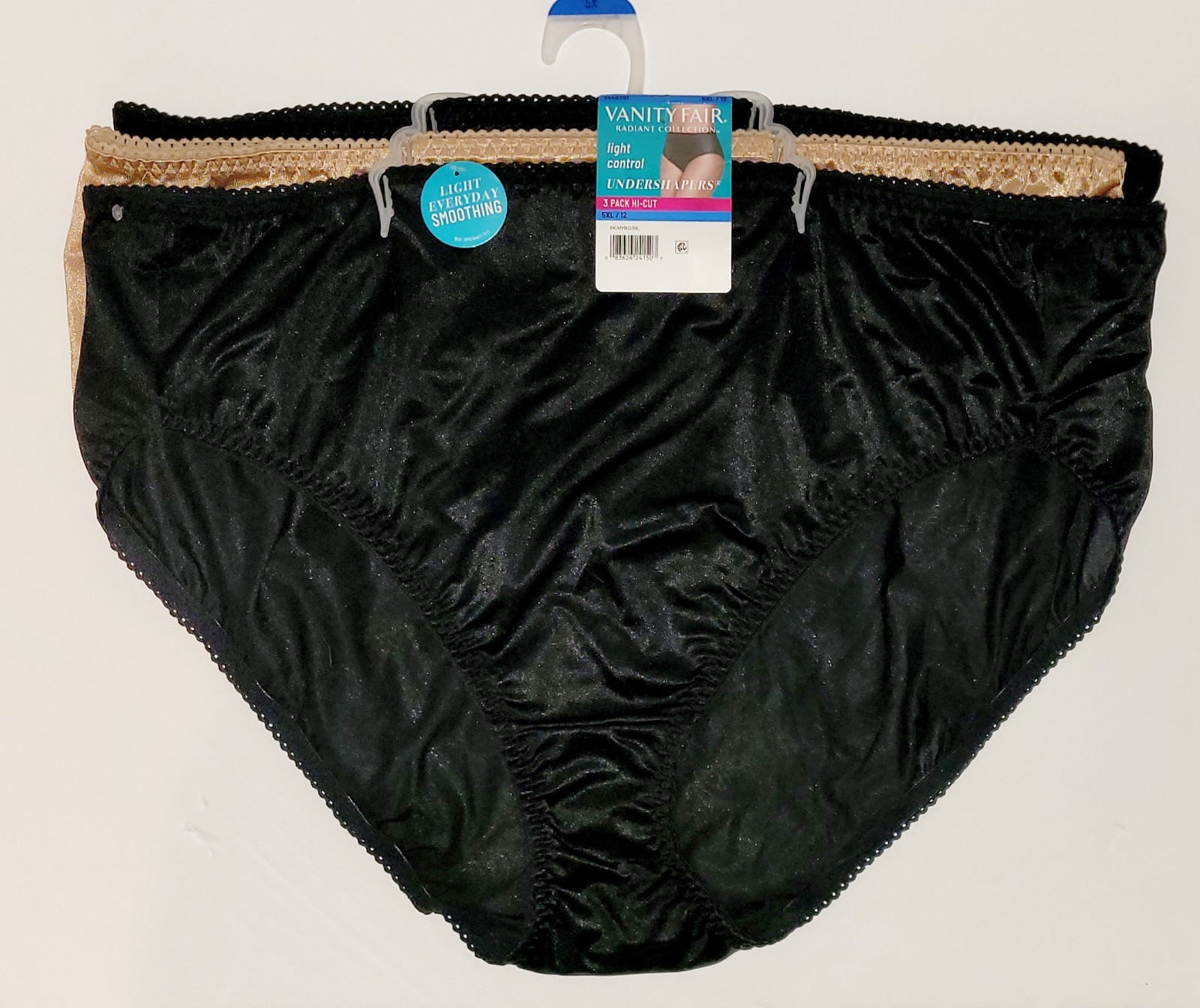 Vanity Fair Radiant Collection Light Control Undershapers, 3 Pack Hi-Cut 5XL