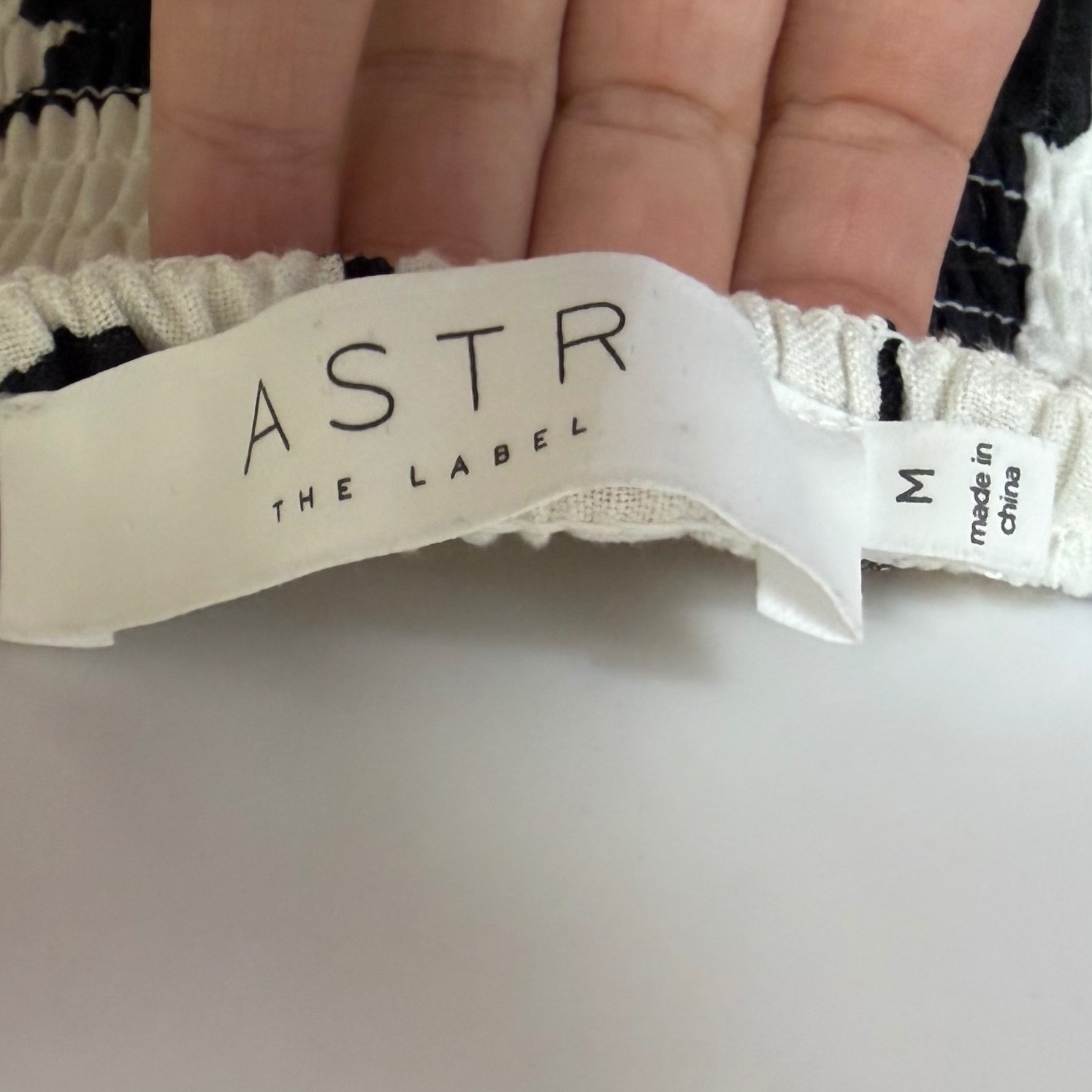 ASTR The Label Black Abstract Linen Smocked Midi Dress AC Womens Medium