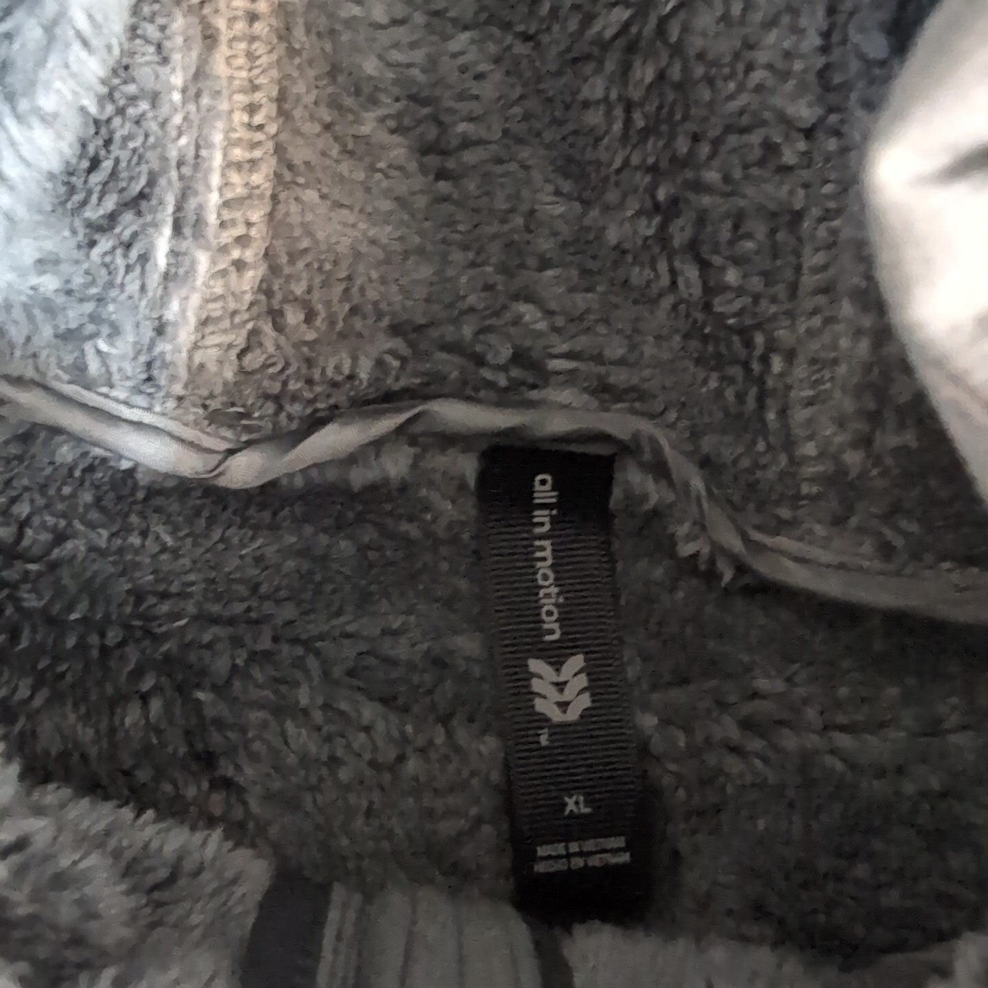 All in Motion GRAY PLUSH Lined Soft Shell hooded Jacket Coat Full Zipped pockets