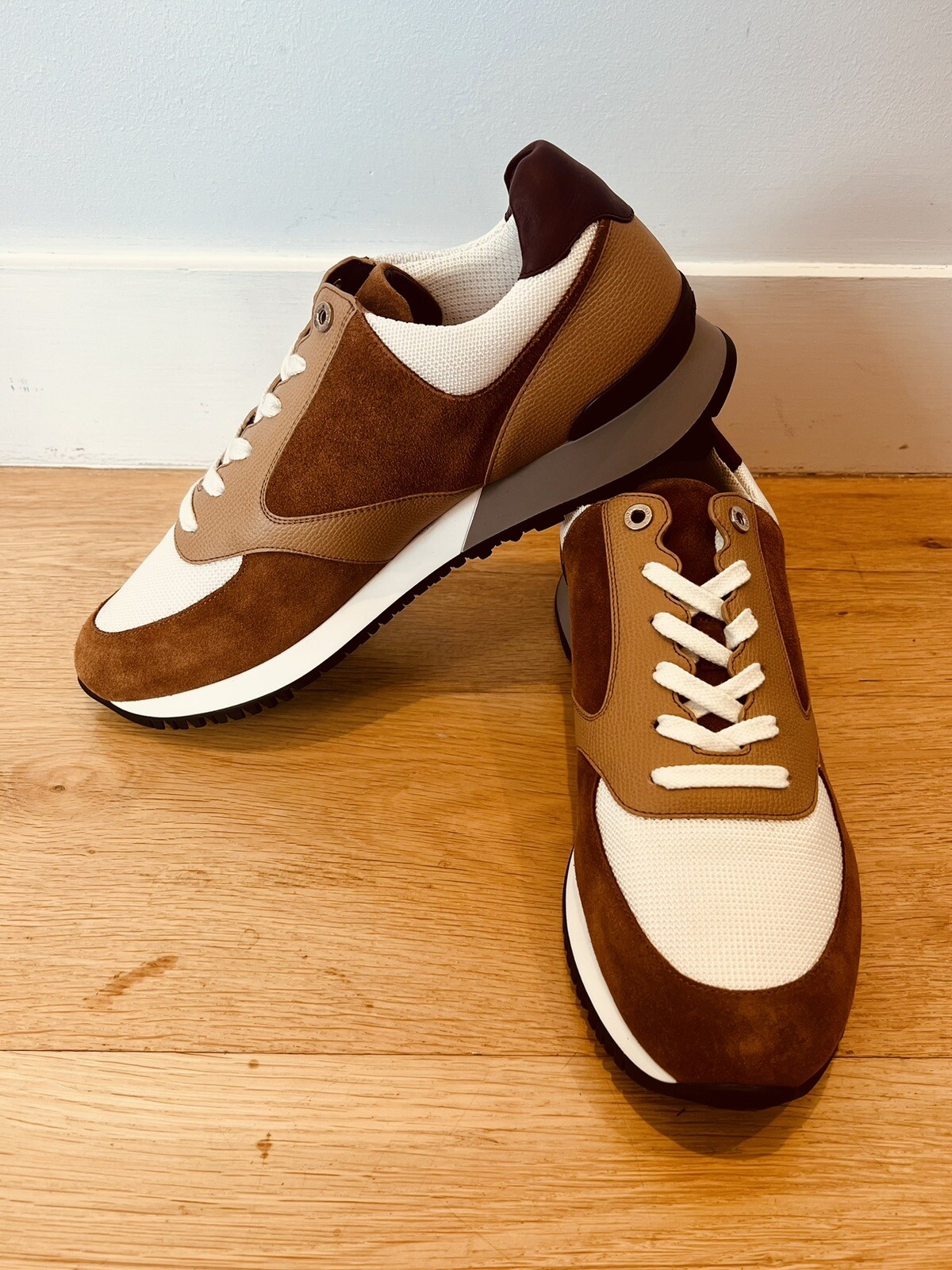 John Lobb Foundry Mens Cognac Suede Trainers Sneakers UK 10.5 EU 44.5 £975 New
