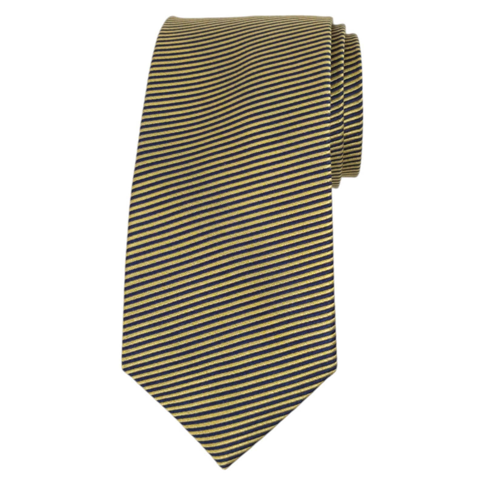 NAUTICA Mens Silk Tie Gold Navy Thin Striped Woven 2.75 Slim Designer Necktie