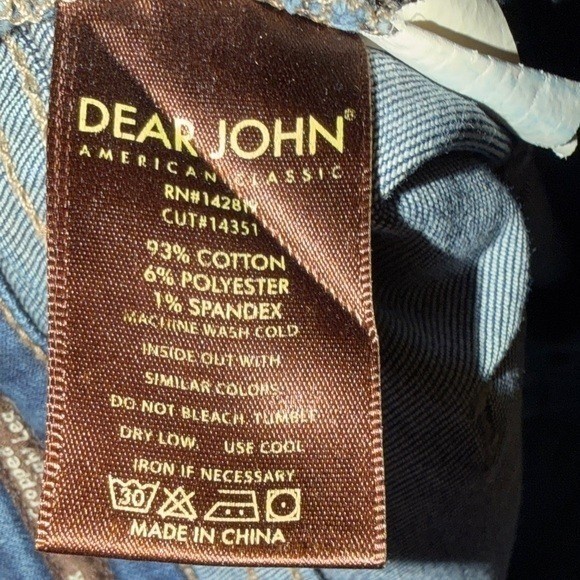 Dear John Playback Cuffs Straight Leg Jeans Womens 29 Dark Wash Raw Hem Blue
