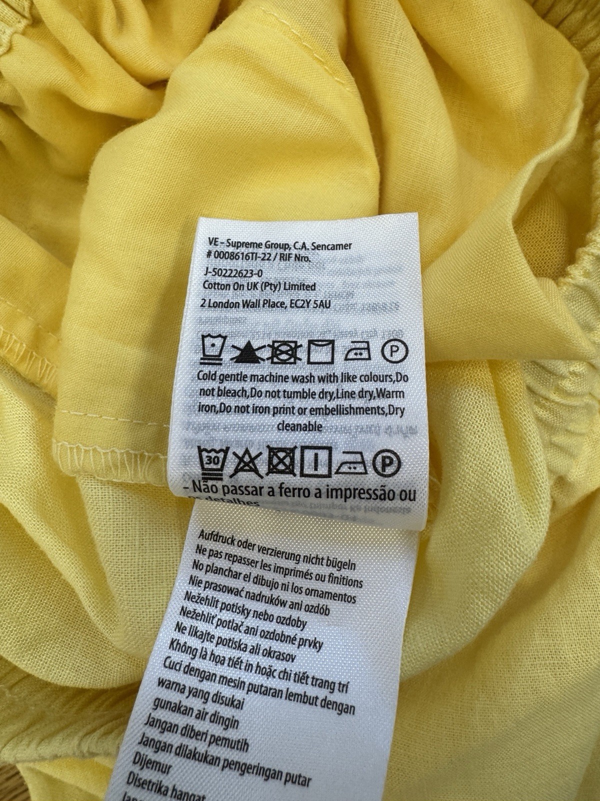 Cotton On Women’s Yellow Linen blend Wide-Leg Pants Elastic Waist Drawstring 10