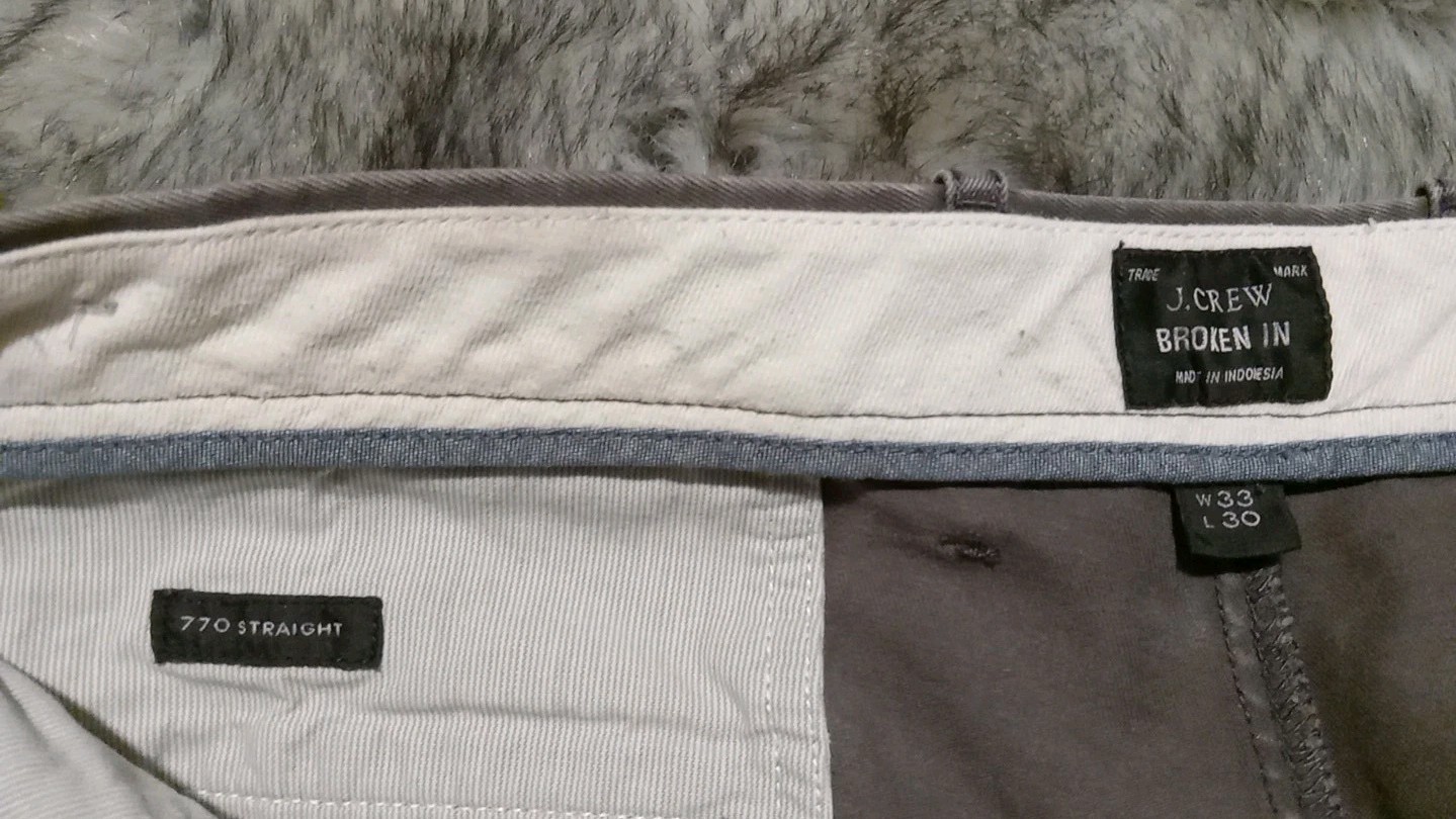 J Crew Broken In 770 Straight 100% Cotton Chino Pants Medium Gray Men 33×30 (29)