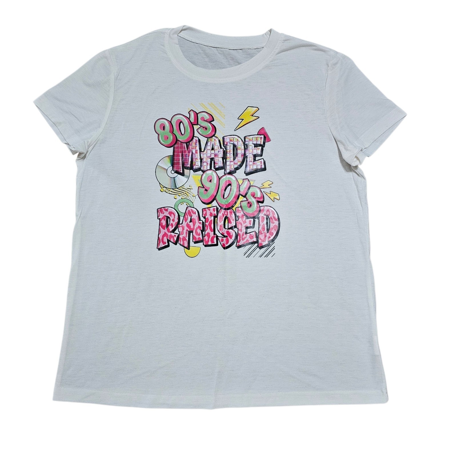 80’s Made 90’s Raised Women’s T-Shirt Large Tee Retro CD