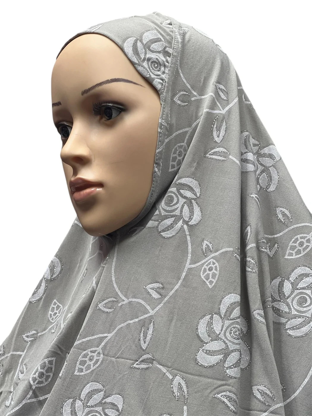 Girls Fancy Glitter 1Piece Slip On Instant Hijab Islamic Headscarf Full Coverage
