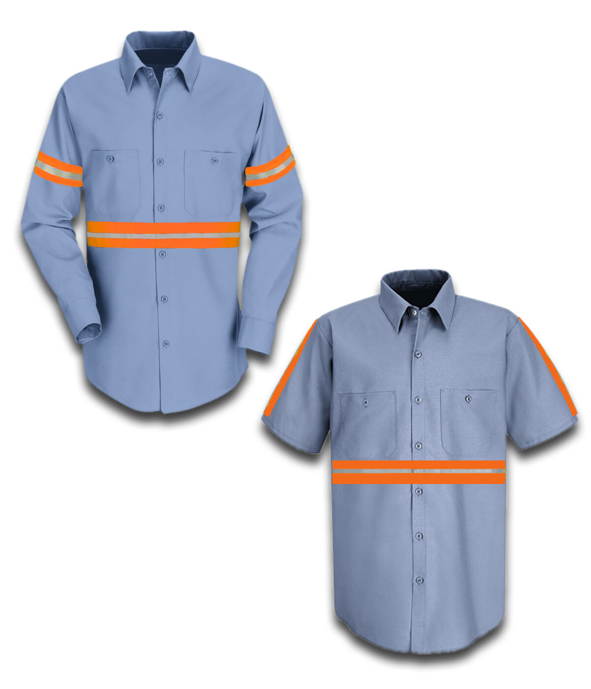 Enhanced Visibility Work Shirts Hi Vis Orange Reflective Industrial Work Uniform