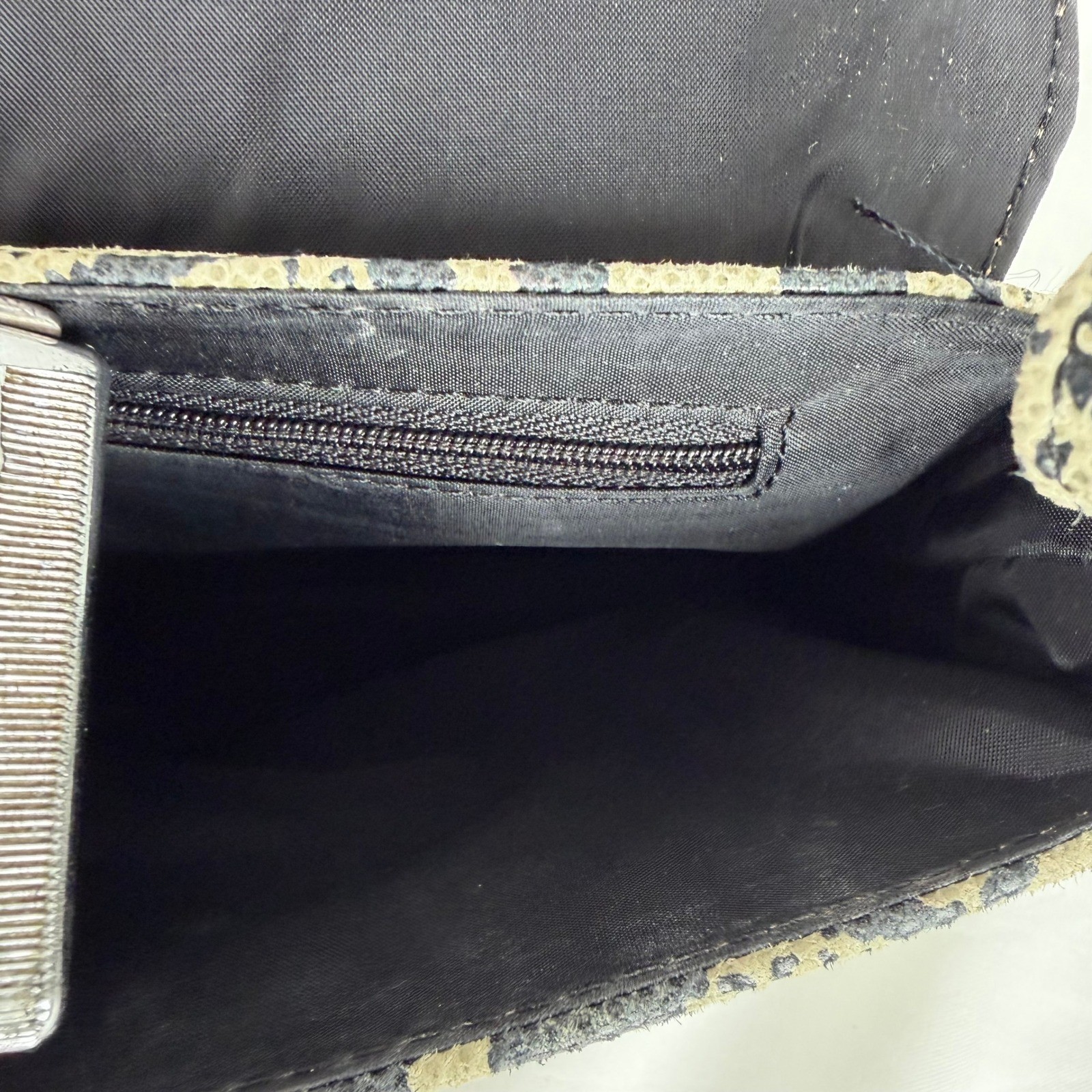 Unbranded Faux Snakeskin Baguette Shoulder Bag Python Print Silver FF Buckle