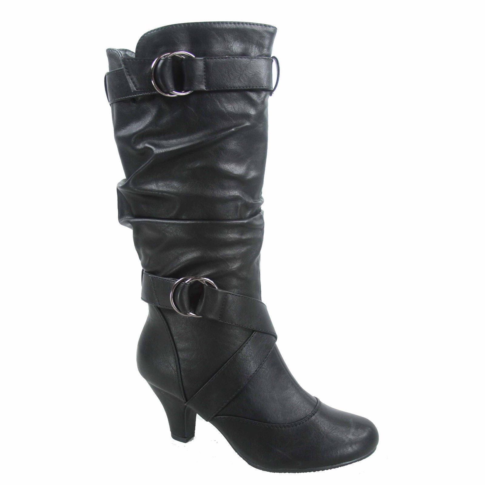 Fashion Low Heel Mid Knee Calf Zipper Dress Boots Women’s Shoes Size 5 – 10 NEW