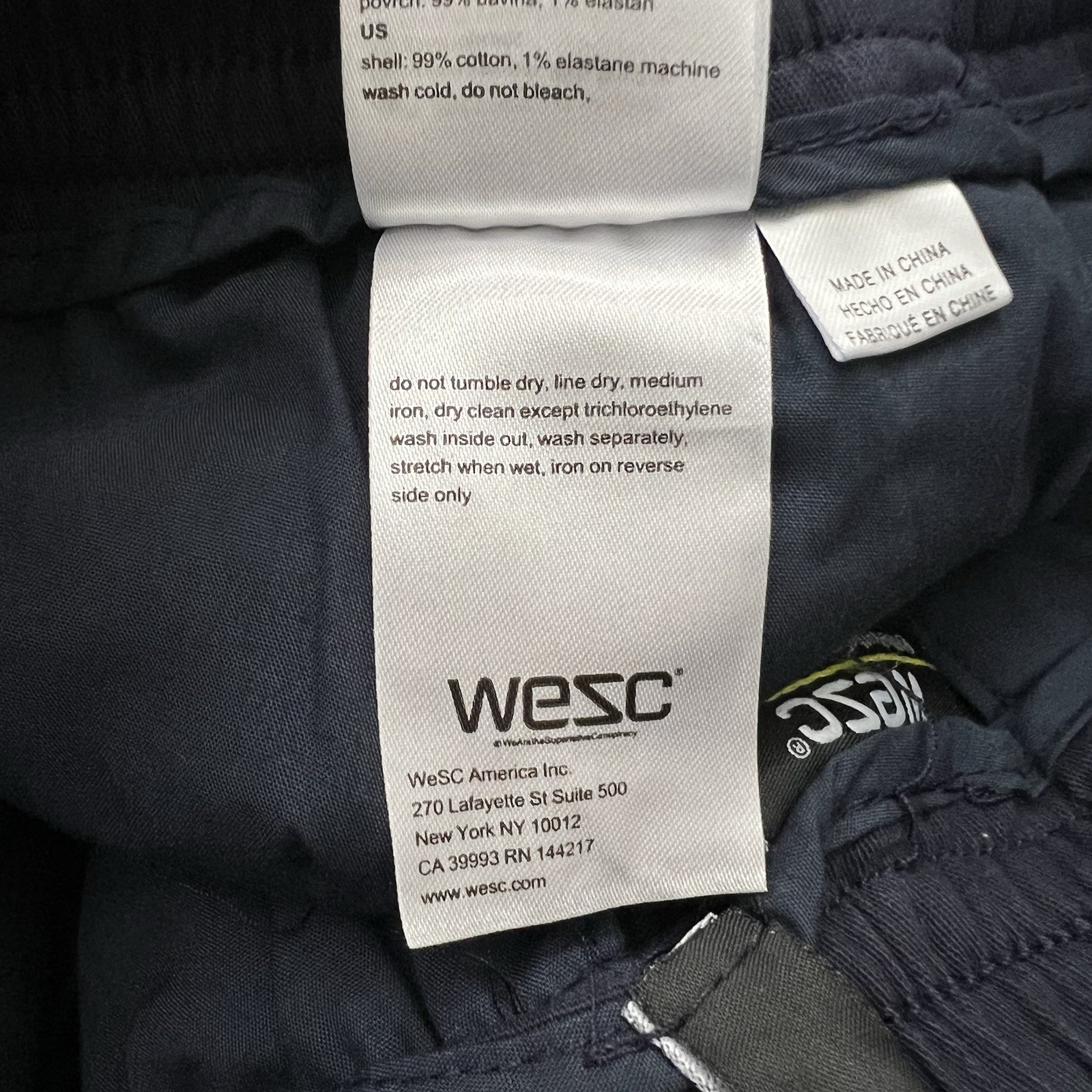 WeSC Mens Slim Utility Jogger Chino Pants Navy Blue Size M