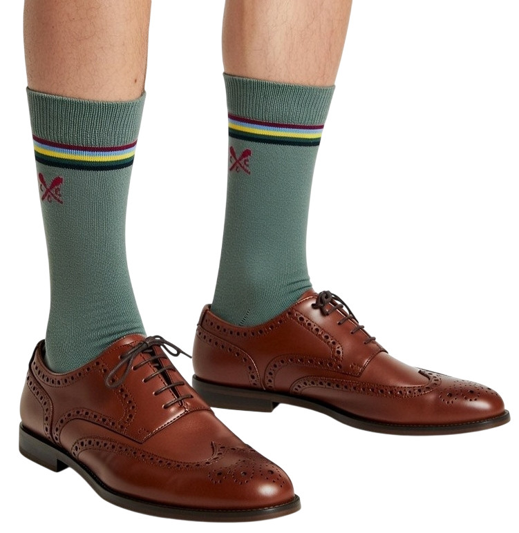 CREW CLOTHING | Mens Green Luxury Striped Socks | One Size UK 6-11 EU 40-46