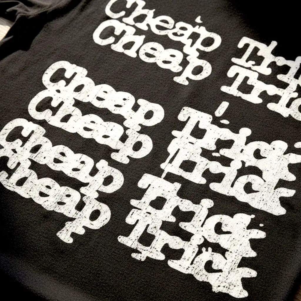 Cheap Trick Logo Repeated Rock Band Men’s T Shirt Album Tour Music Merch Black