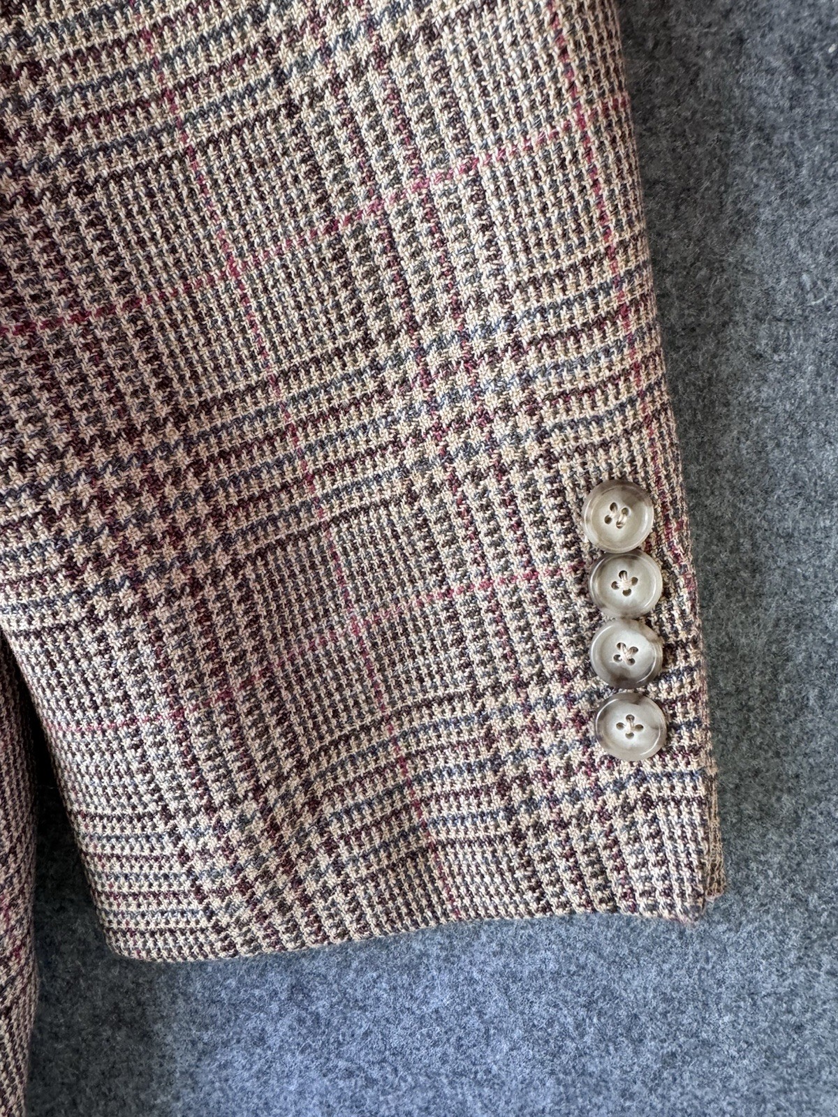 Brooks Brothers Men’s Brown Plaid Tweed Silk Linen Wool Sport Coat 44 Made Italy