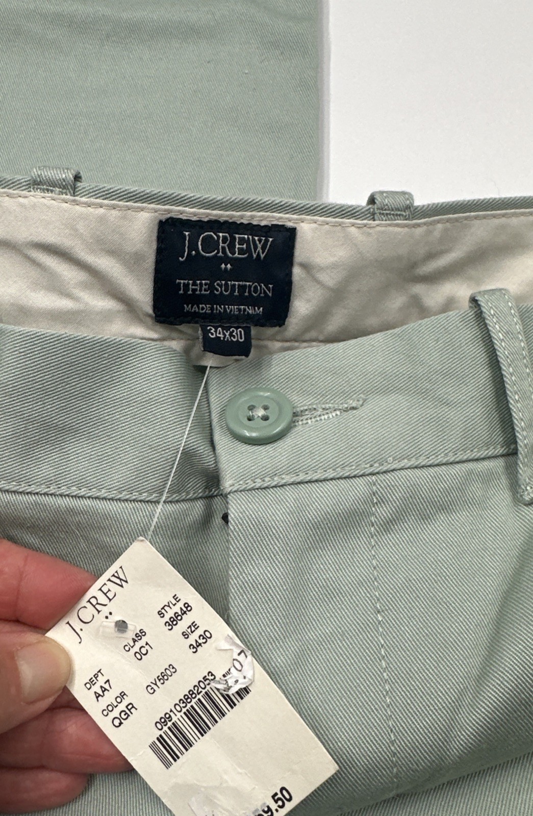 J.Crew NWT The Sutton Slim Fit Chino Pants Men’s Size 34/30 Sage (717)