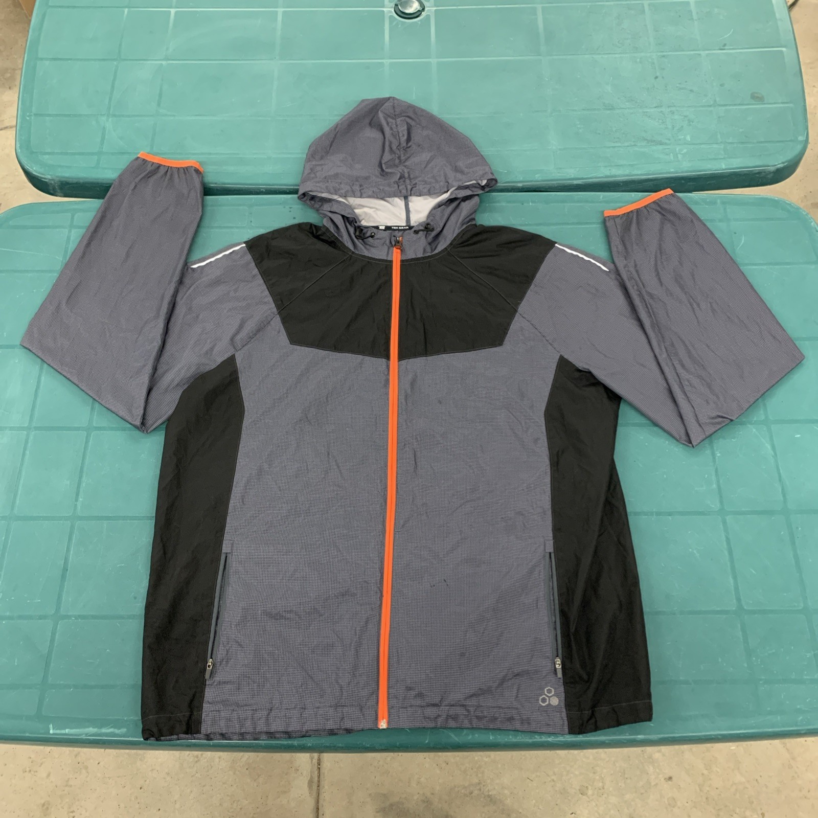 TekGear XXL Charcoal Gray/Orange Jacket Reflective Stash Pocket Skater Ravers