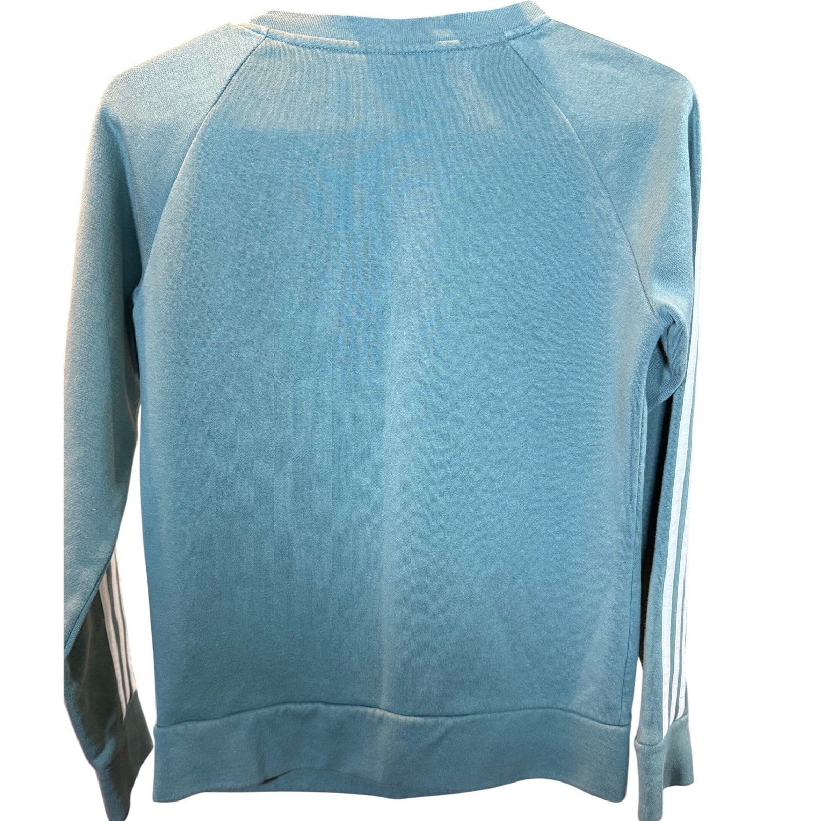 Adidas Mens Essentials 3-Stripes Sweatshirt Teal Blue Fleece Pullover XS