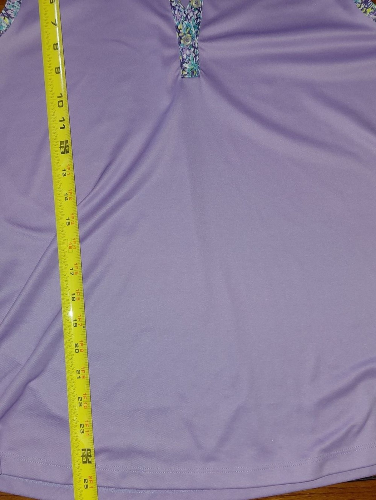 Bermuda Sands Sleeveless Lavender Golf Polo Top with Floral Trim Lg Msrp $79.99