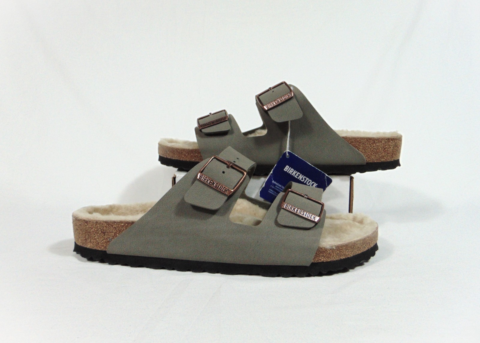 Birkenstock Arizona Shearling Birko-Flor Nubuck Sandals Sz 43 NEW 7953062 RARE