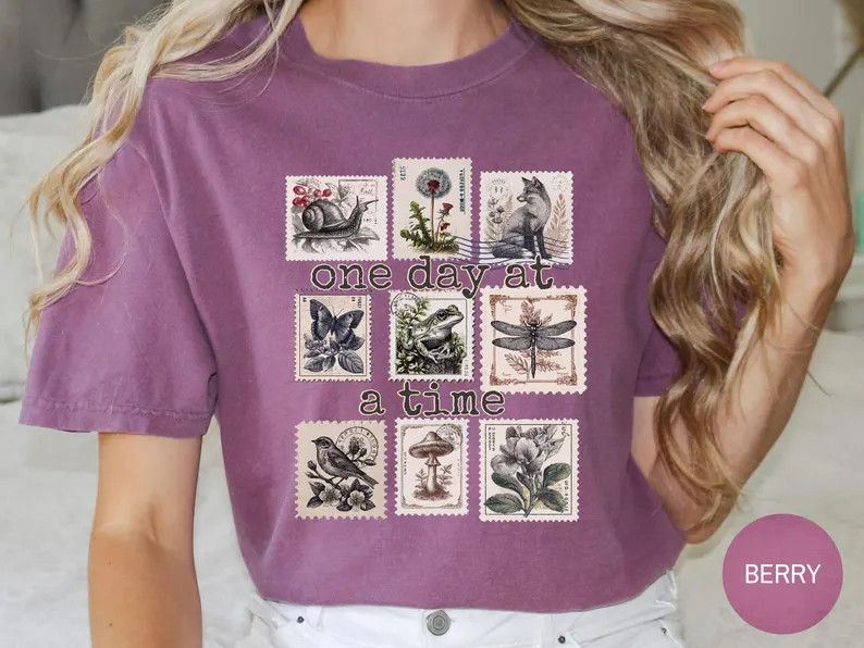 One Day At Time Comfort Tee Vintage Style Shirt Inspirational Gift Top