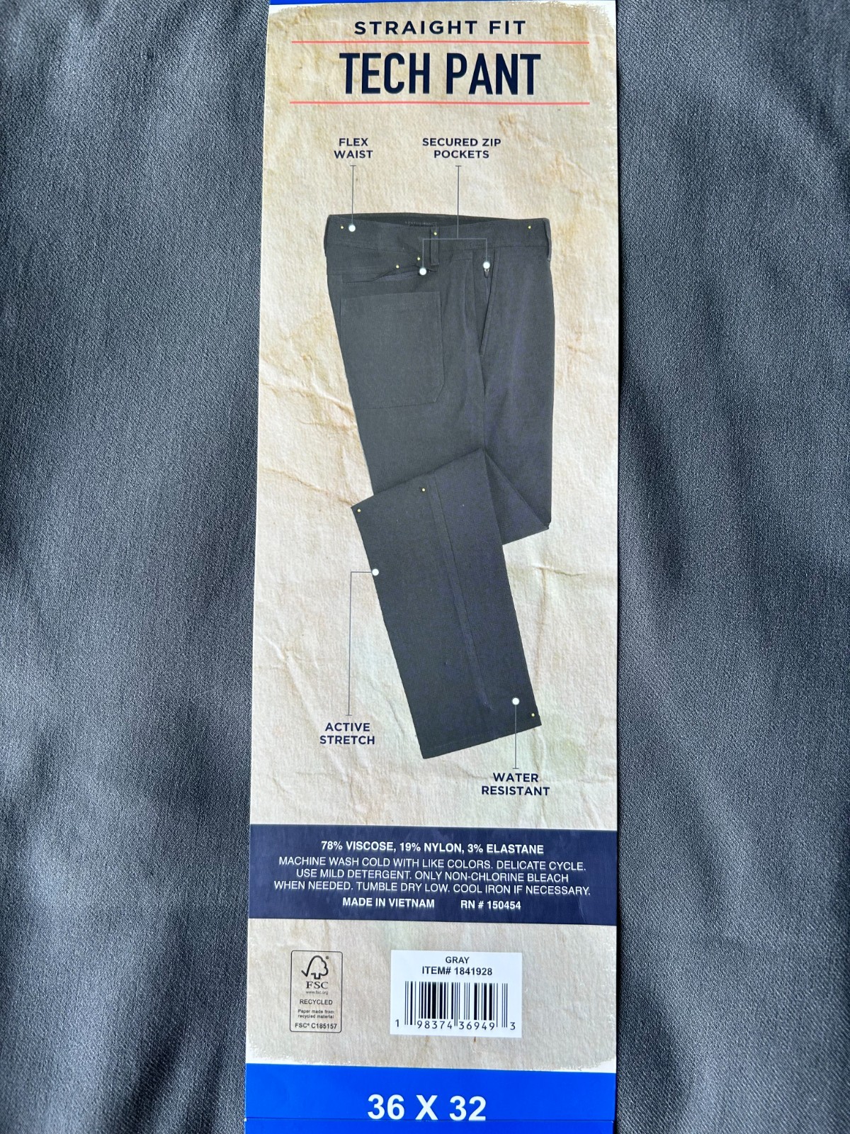 Weatherproof Vintage Men’s Tech Pant Gray Size 36×32