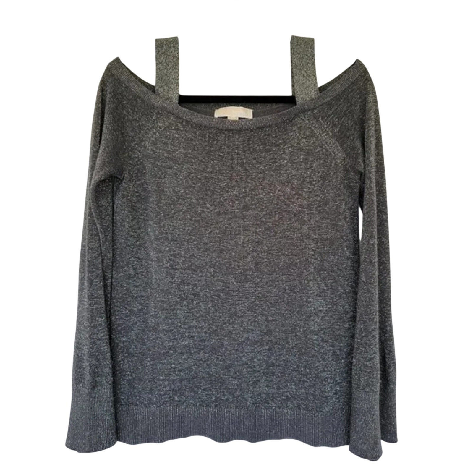 Michael Michael Kors Off The Shoulder Top Gray Silver Metallic Women Size M Long
