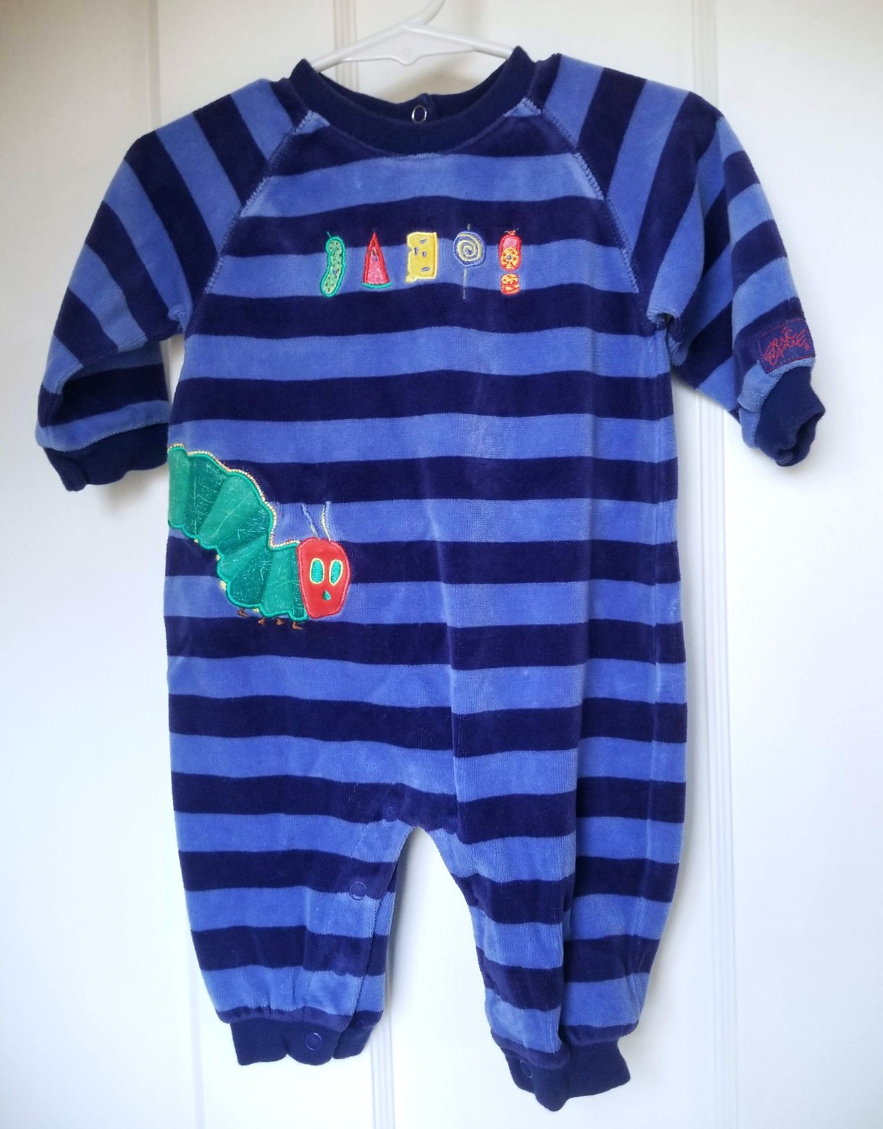 Vintage Eric Carle Very Hungry Caterpillar Body Suit Romper Blue 6-9 M Carter’s
