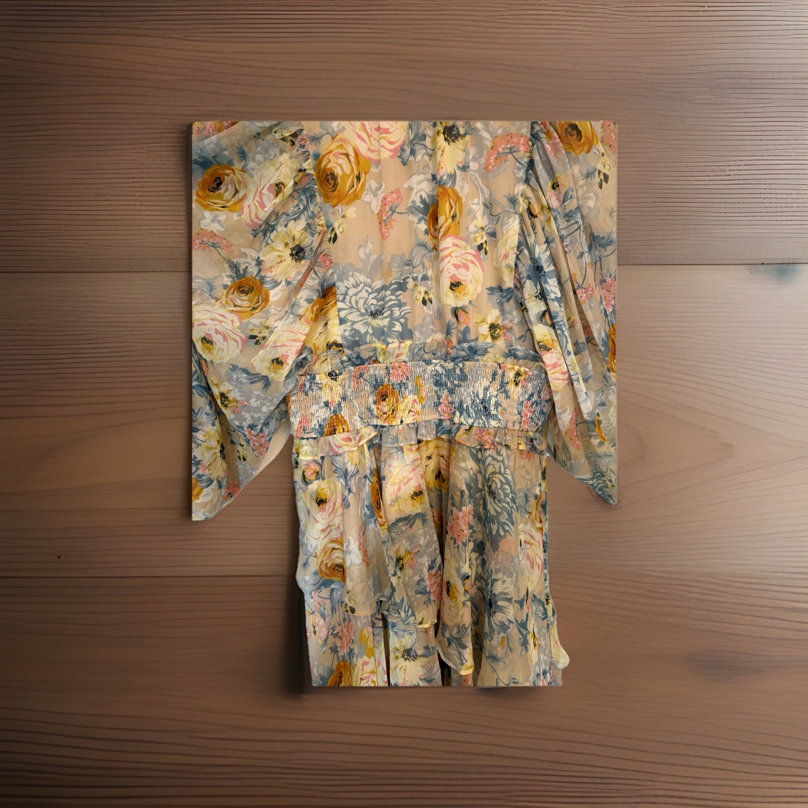 Elliatt Astrid Dress- floral chiffon dress with long, voluminous sleeves