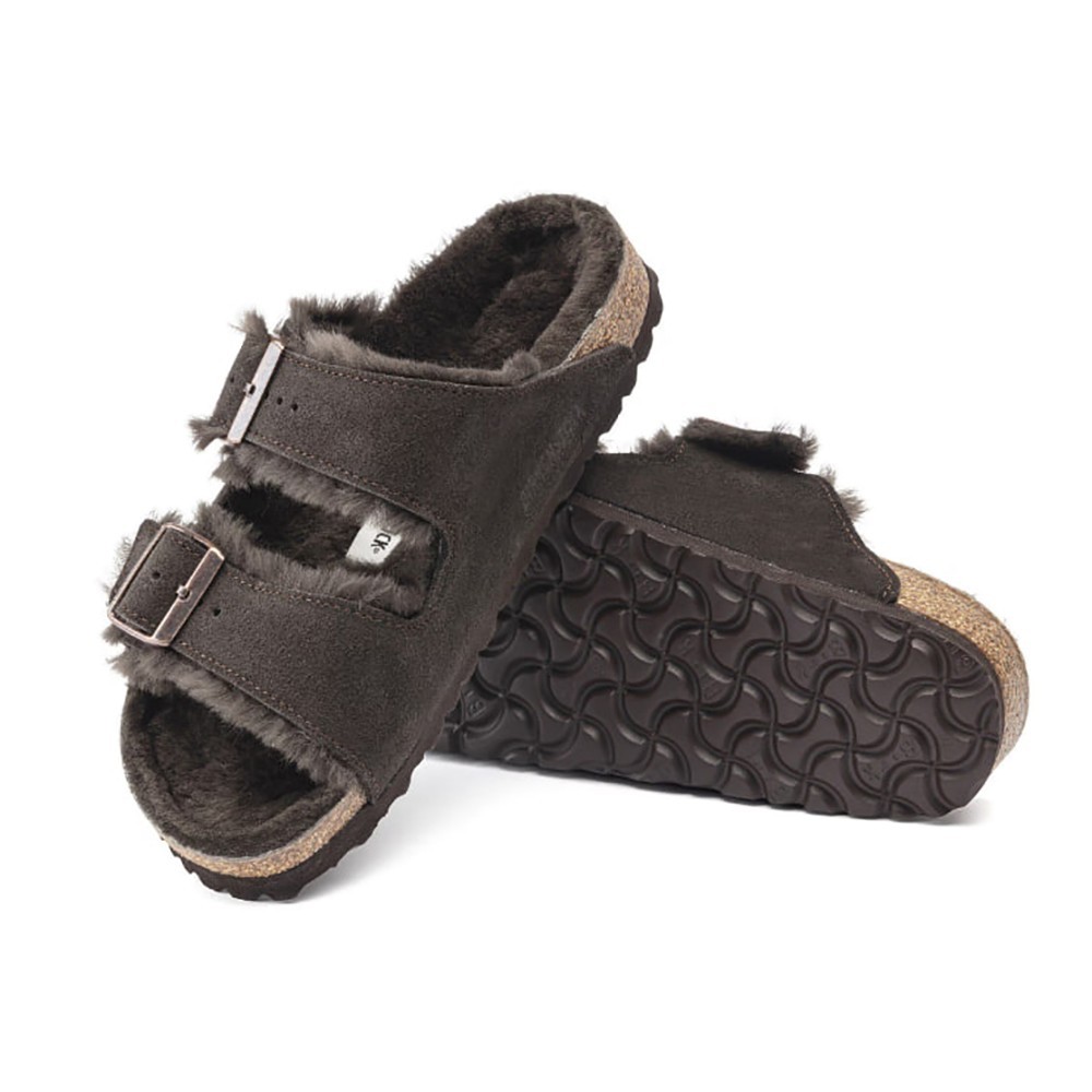 Birkenstock Arizona Shearling Suede Leather Unisex Sandals – Mocha