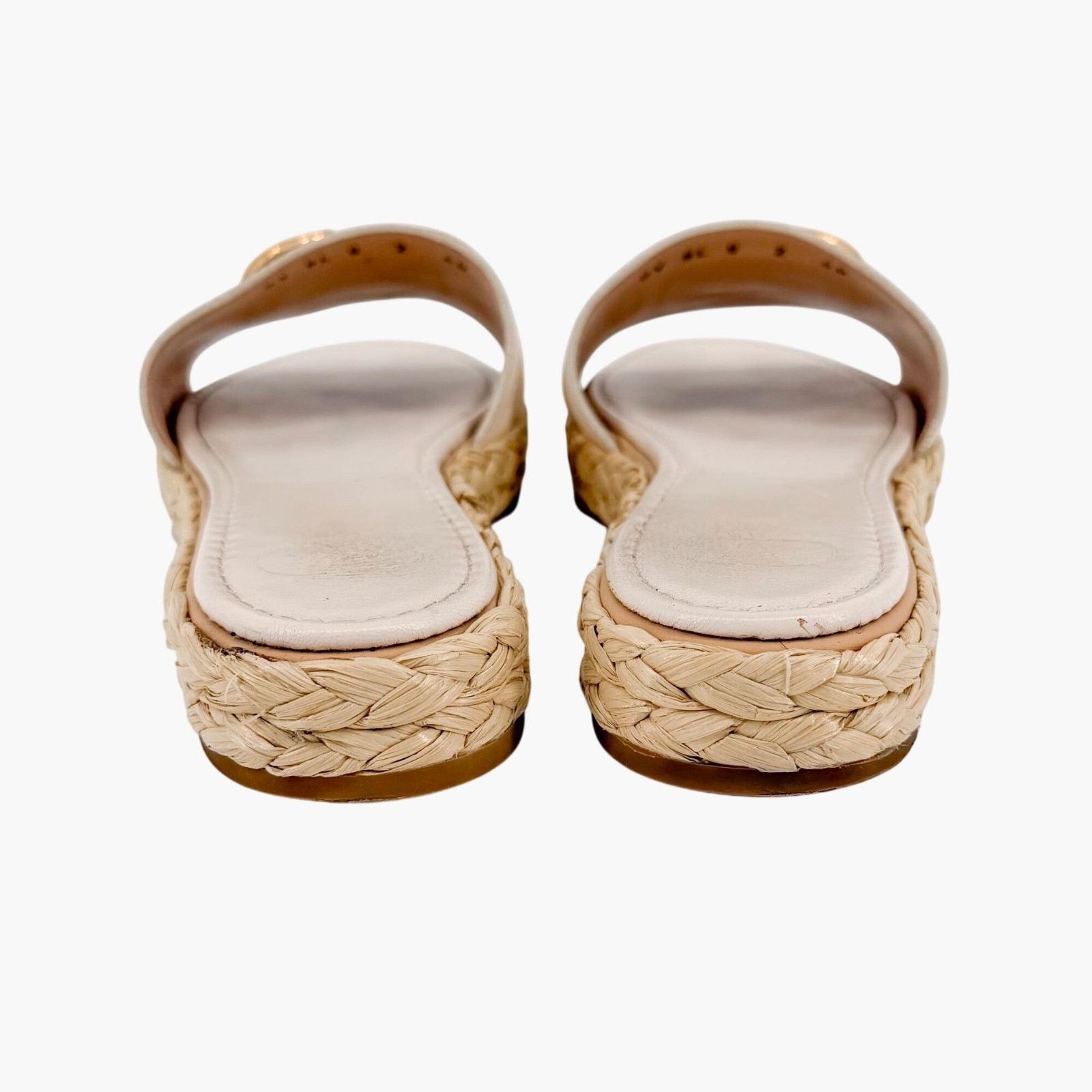 Valentino Vlogo Platform Espadrille Slide Sandals White Leather Size 40 US 10