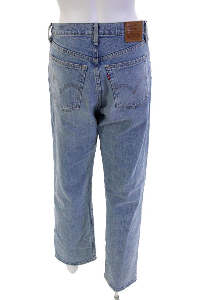 Levis Womens Cotton Denim Five Pocket Mid-Rise Straight Leg Jeans Blue Size 28