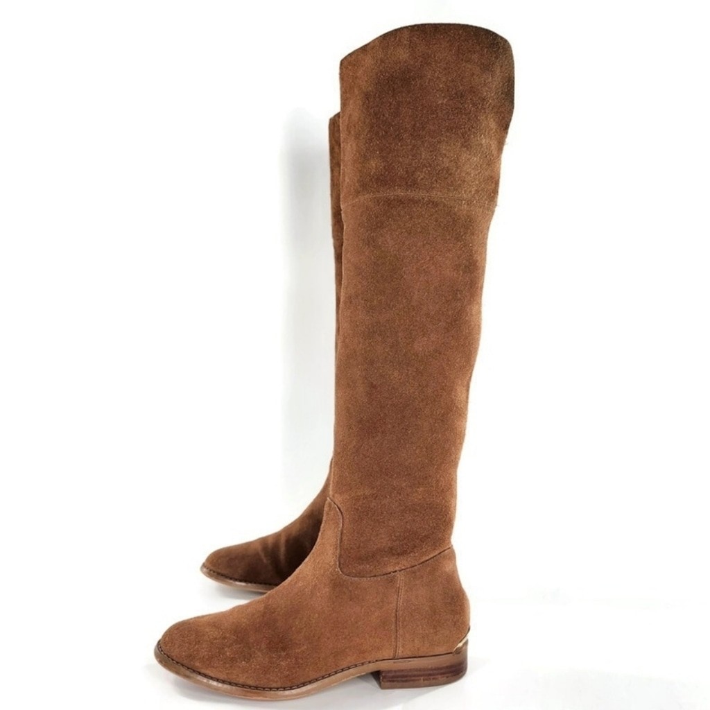 Michael Kors Regina Sz 7.5 Brown Suede Pull-On Tall Over-The-Knee Riding Boots