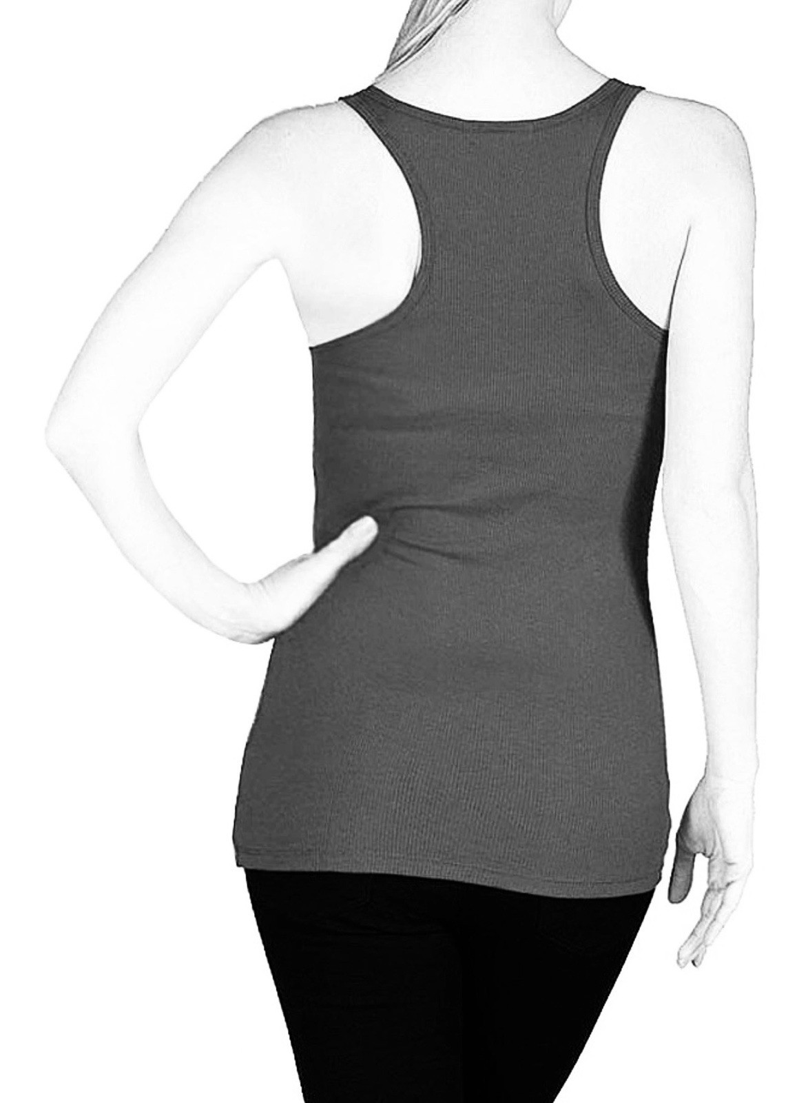 3x ACTIVE BASIC Scoop Neck Racerback Rib Tank Top Women Neon Army Green Brown M
