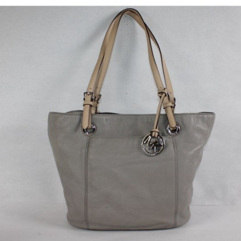 Michael Kors Gray Pebbled Leather Tote Shoulder Bag