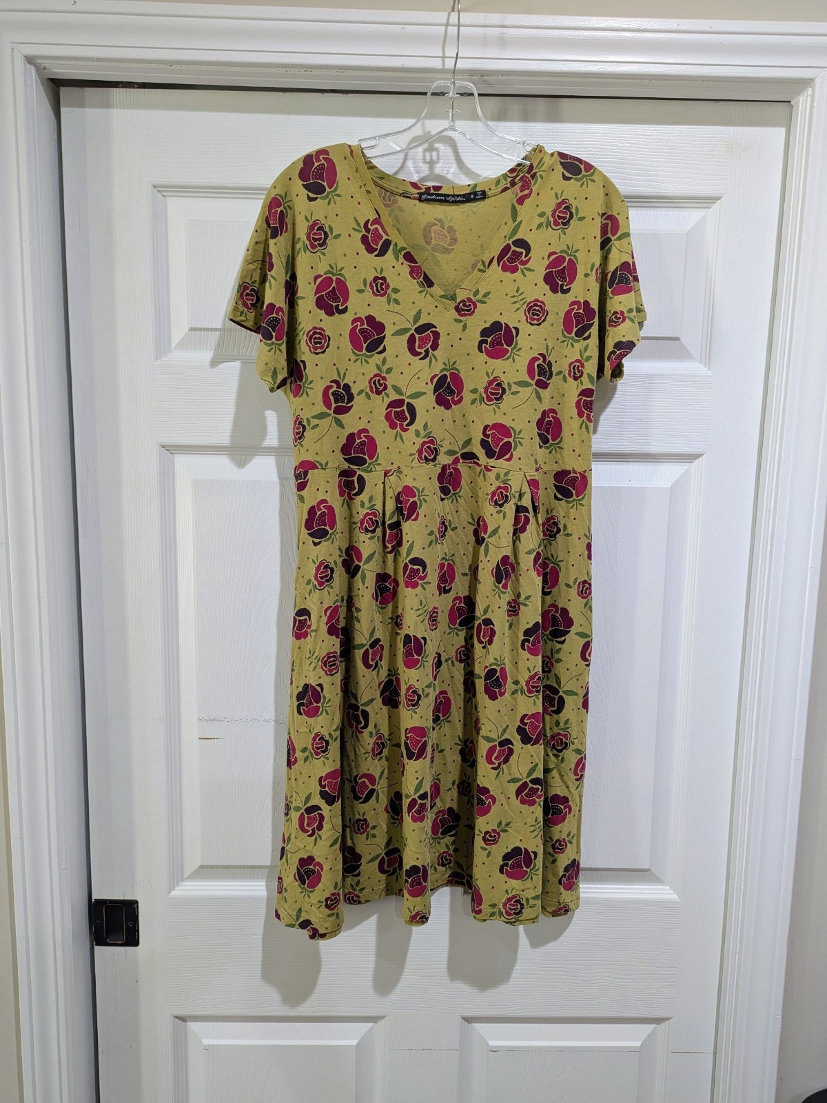 Gudrun Sjoden Knit Jersey Cotton Green Dress Floral Women’s Small