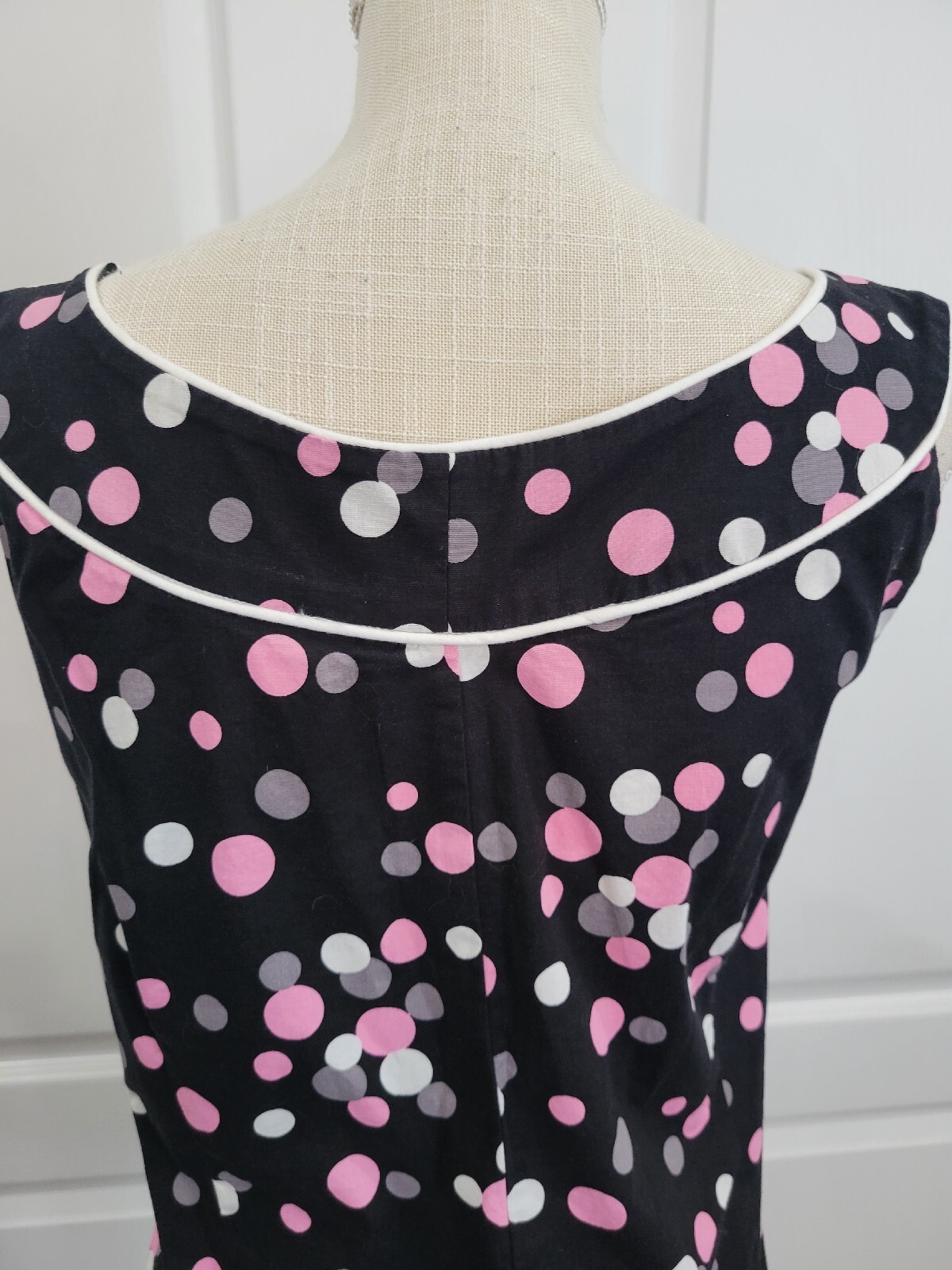 Black Pink Polka Dot Blouse Womens 18W Sleeveless Side Zip Plus Size