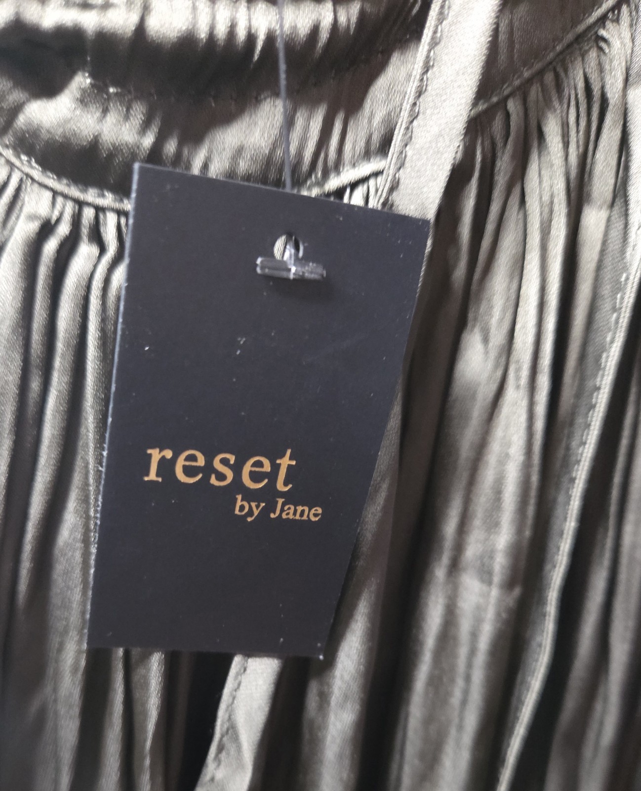 RESET by Jane Miranda Olive Babydoll Sz S Dress Deep V-Neck Strappy, Tiered NWT