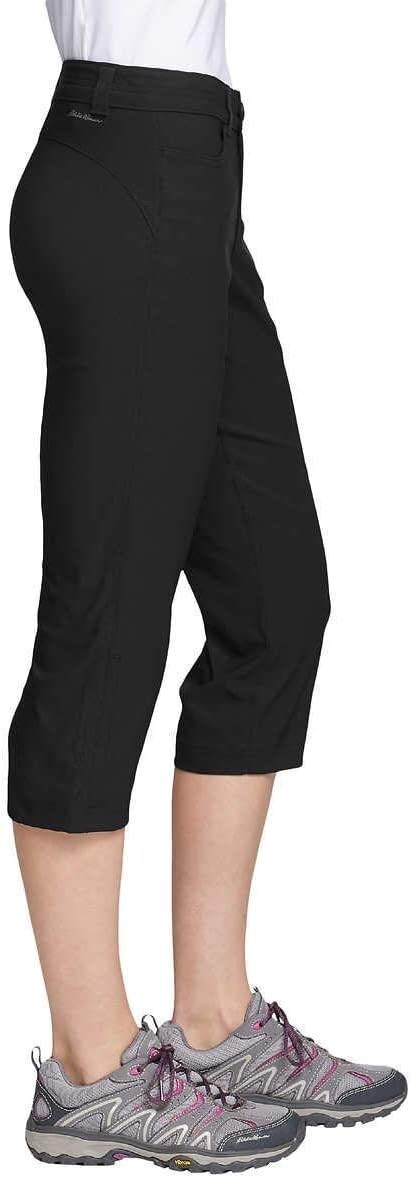 Eddie Bauer Rainier Capri Pants Womens 8 Black Hiking UPF 50 Stretch NEW