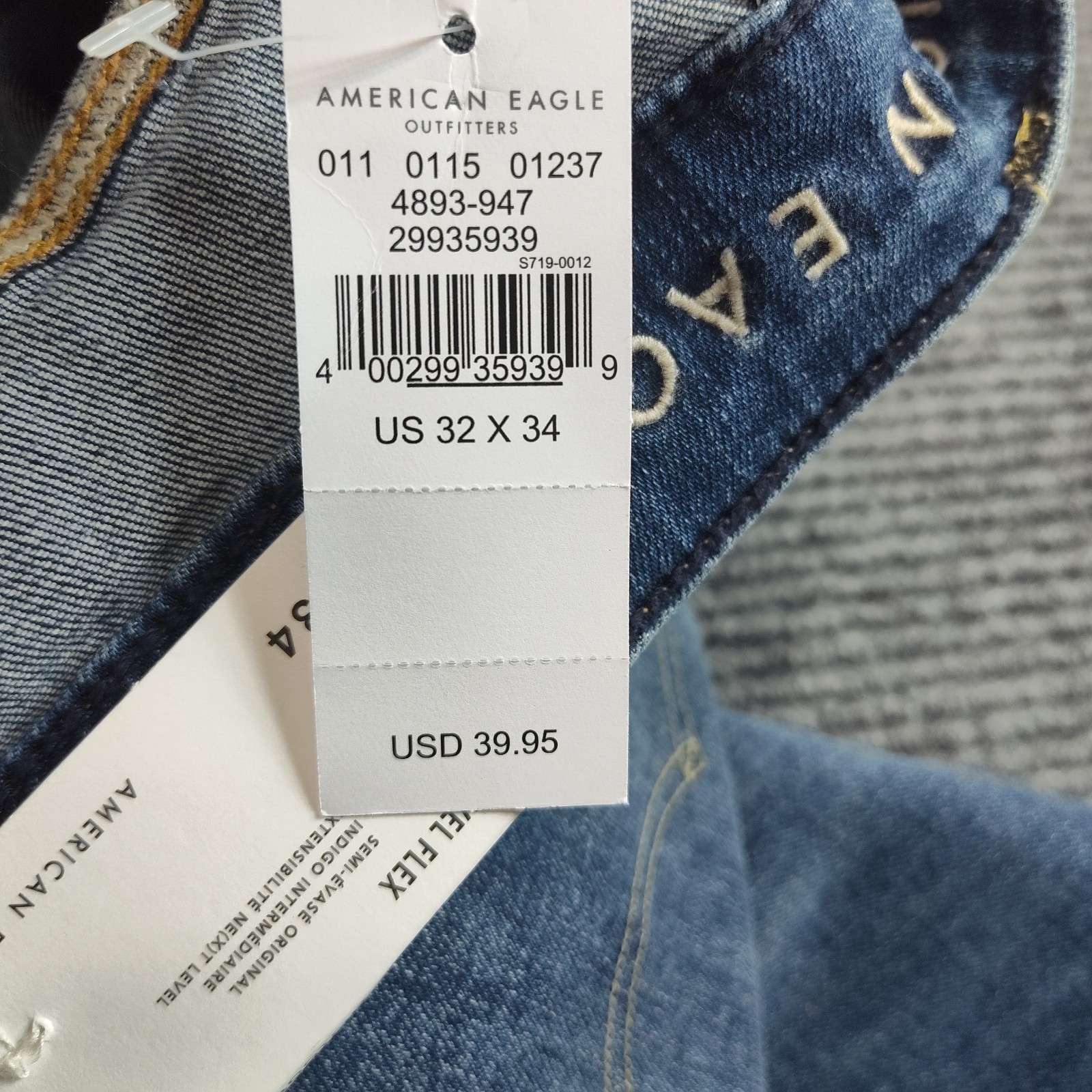 American Eagle Jeans Mens 32×34 Medium Wash Original Boot Next Level Flex