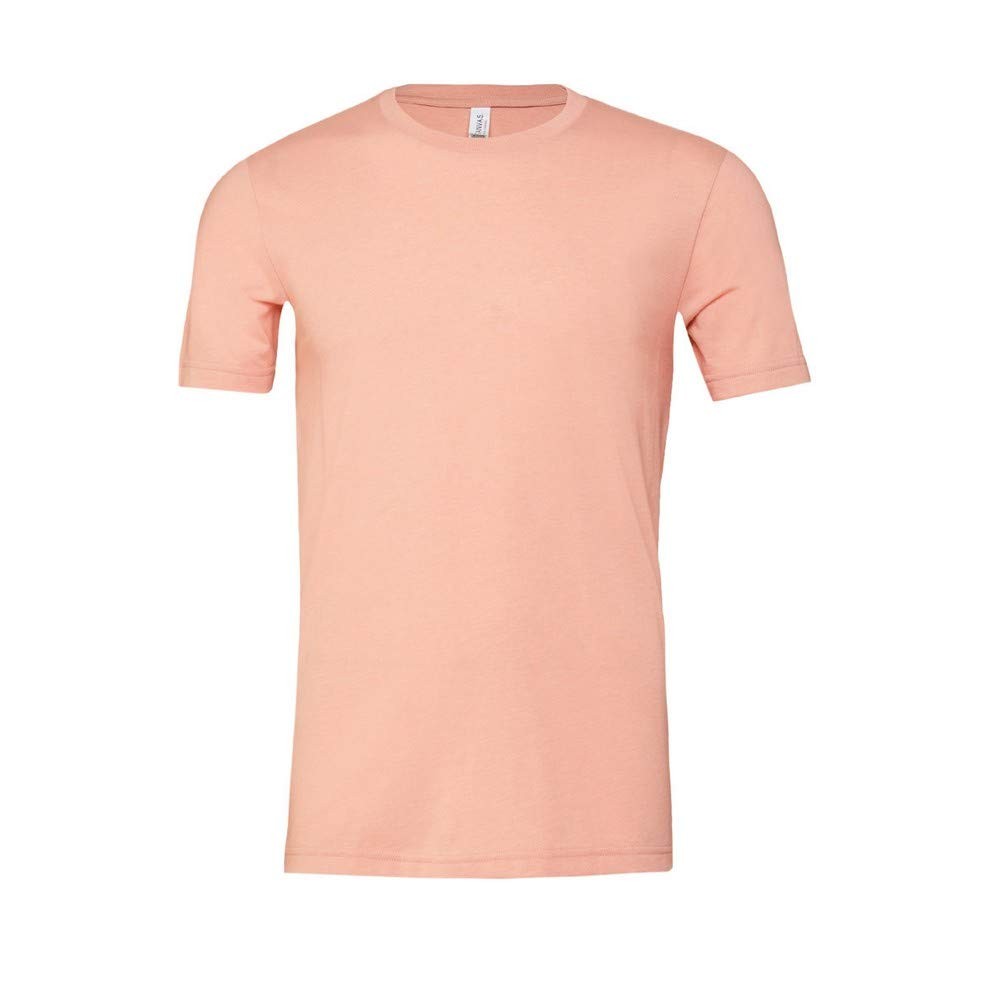 Canvas Unisex Jersey Crew Neck Short Sleeve T-Shirt (S) (Heather Peach)