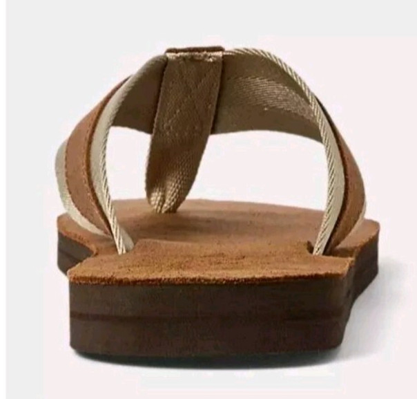 Polo Ralph Lauren Men’s Leather FLIP FLOPS BROWN & NAVY Sandals 8,9,10,11,12,13