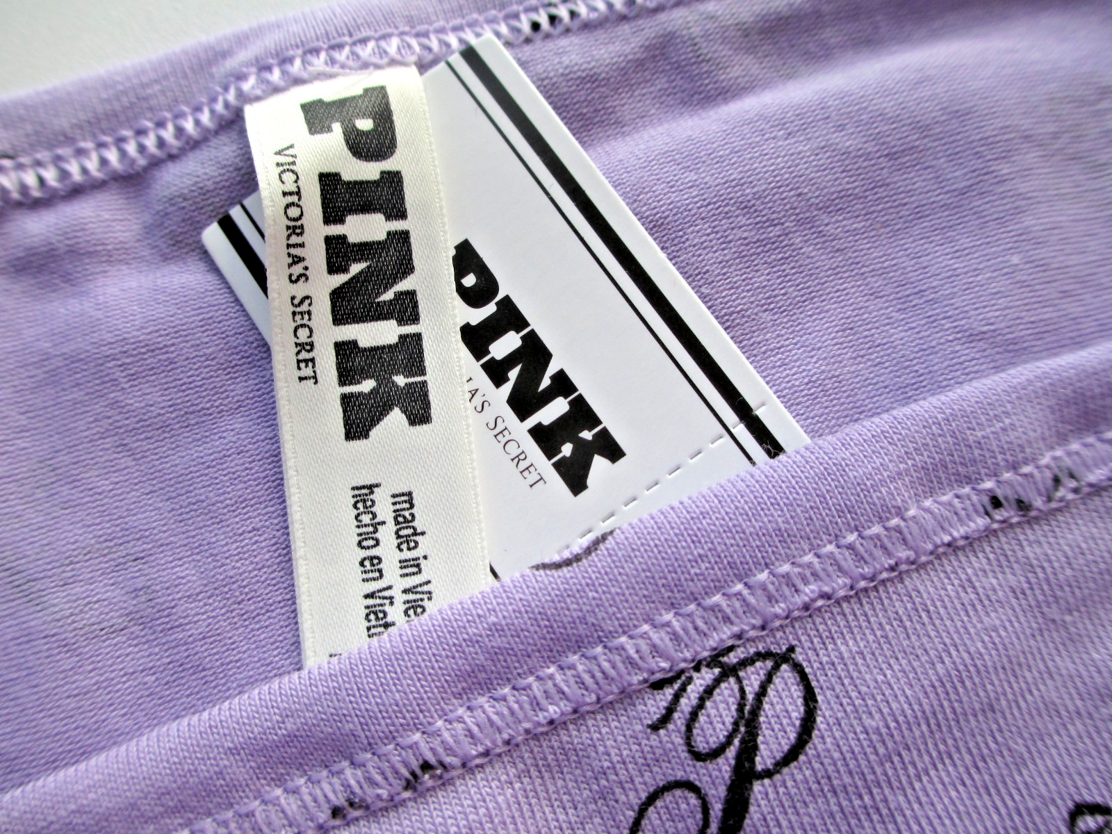 VICTORIA’S SECRET PINK Cotton String Bikini Panty M XL Purple NWT Script VS