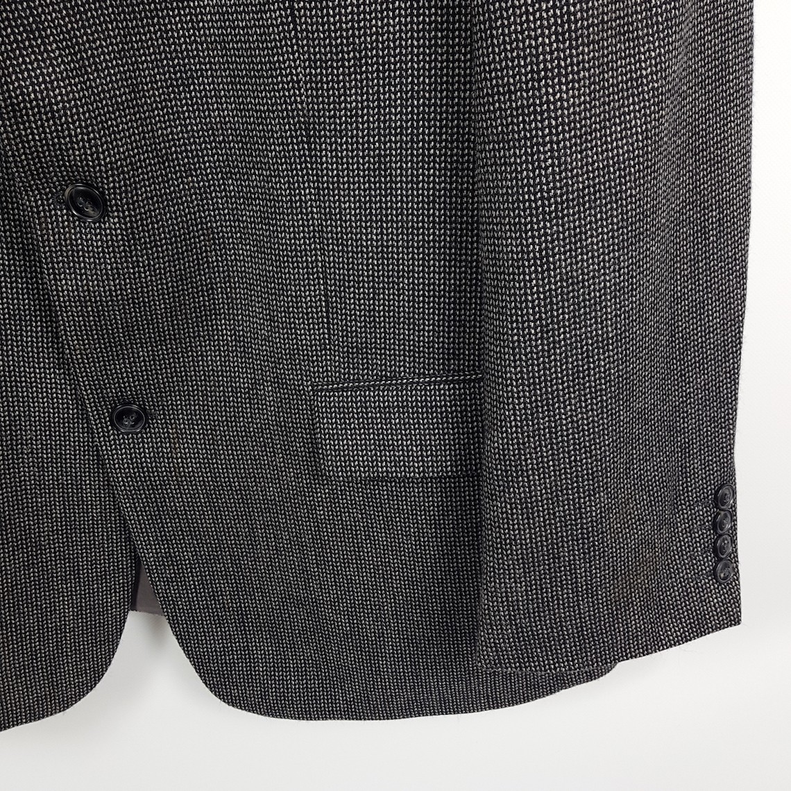 Barutti Jacket Coat Mens Size 28 Black Gray Beige Polka Dot Wool Cashmere Jacket